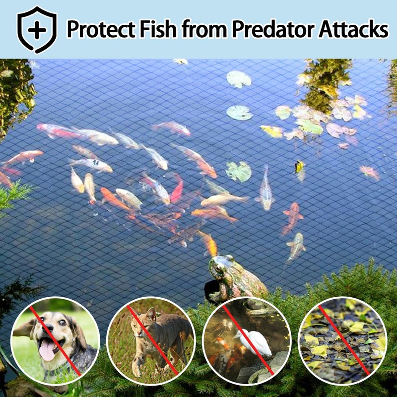 STSTECH Pond Netting Shield for Leaves,Protects Koi Fish from Birds Cats Predators,Durable Mesh Protective Cover for Pool Farm Orchard Veggie Garden (10.1x7ft) - Image 2